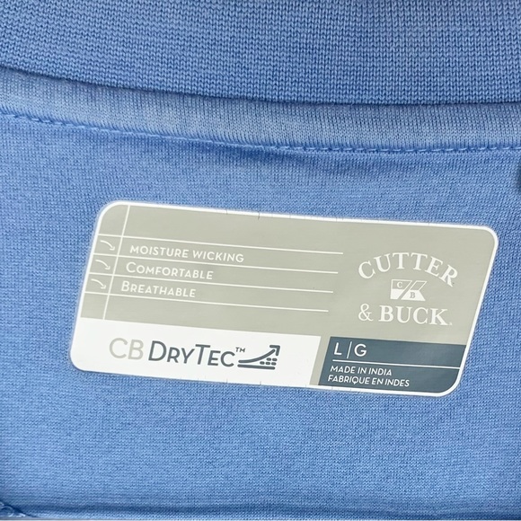 CUTTER & BUCK CB DryTec Blue Golf Polo Shirt Torrey Pines size L - Picture 3 of 9